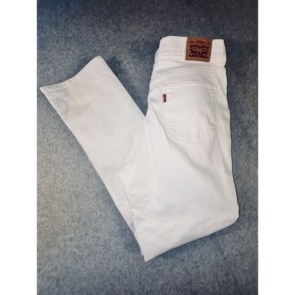 Levis Womens Classic Straight Leg Jeans White Stretch Denim 16576A Size 30x27